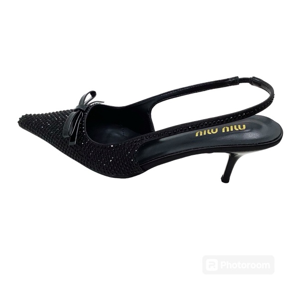 🆕{Miu Miu} Sling Back Beaded Heels - Picture 8 of 13